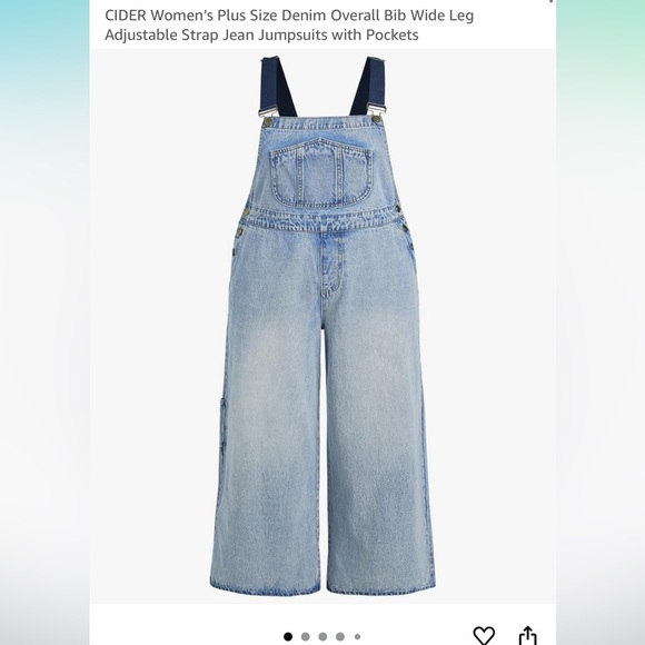 CIDER Women’s Plus Size Denim Overall Bib Wide Leg 2X - Picture 1 of 13